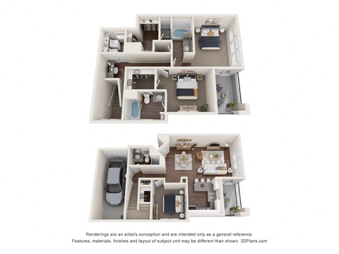 Floor plan for 3 beds, 3 baths, 1886 sqft